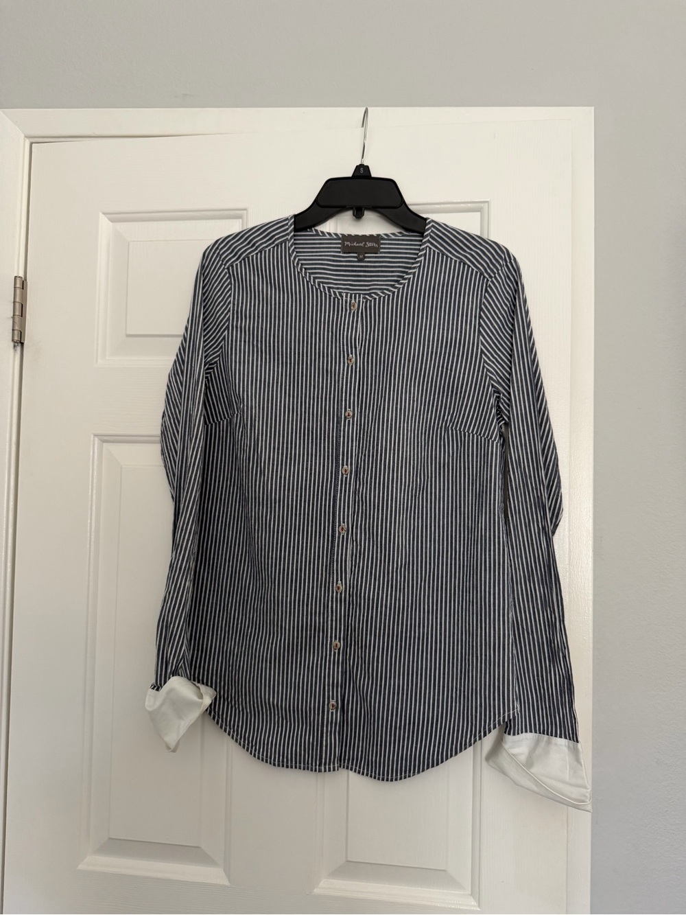 Michael Stars Navy & White Vertical Stripe Button-Up Blouse